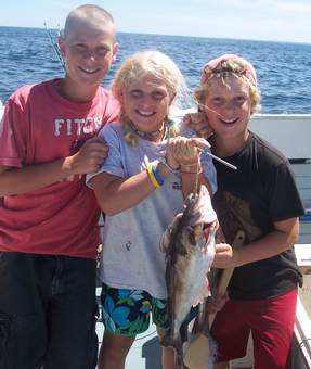 Family dinner caught aboard the Erica Lee II
